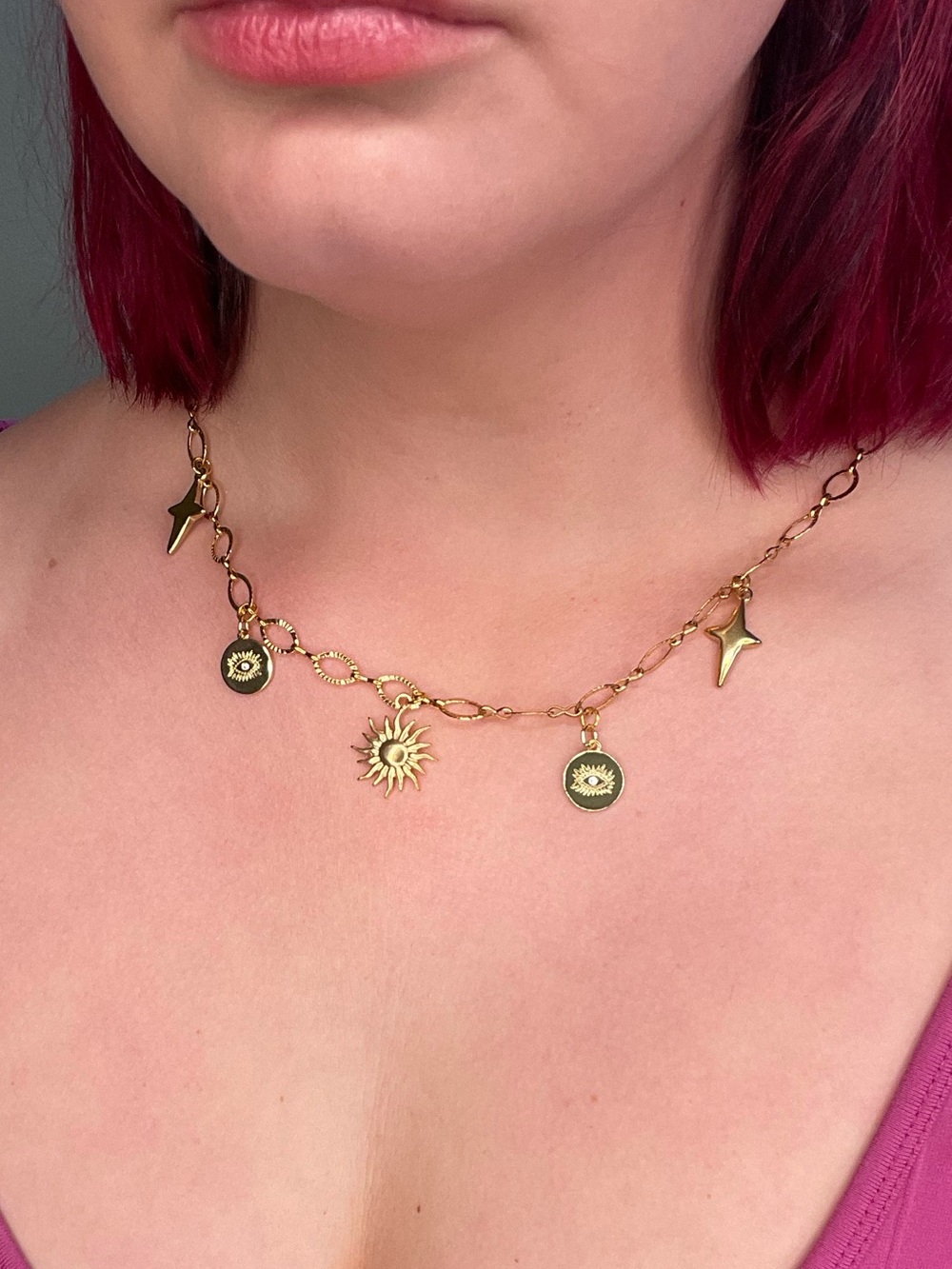 Celestial boho Gold Tone Charm Necklace No. 3 simple whimsy